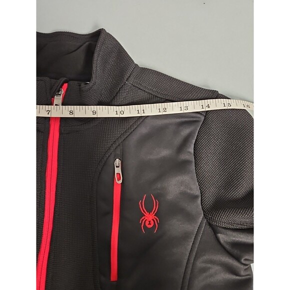 SPYDER Black Jacket Youth L 14/16 Fleece Lined Waffle Knit Full Zip Mock Neck - Picture 6 of 9
